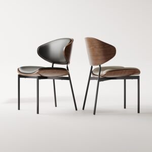 Sedia Nero ― Chaise italienne en bois & cuir noir – Image 2