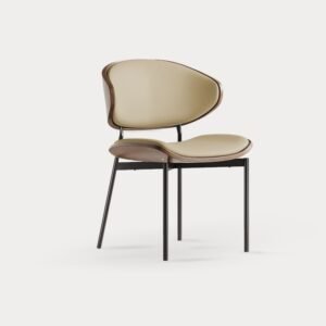 Sedia Nero ― Chaise italienne en bois & cuir kaki