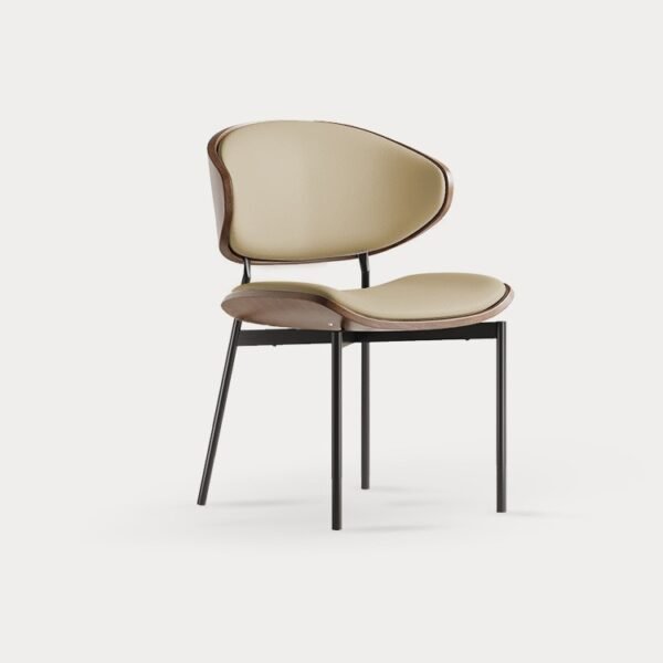 Sedia Nero ― Chaise italienne en bois & cuir kaki