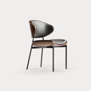 Sedia Nero ― Chaise italienne en bois & cuir noir