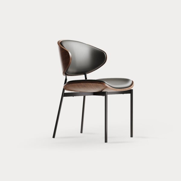 Sedia Nero ― Chaise italienne en bois & cuir noir